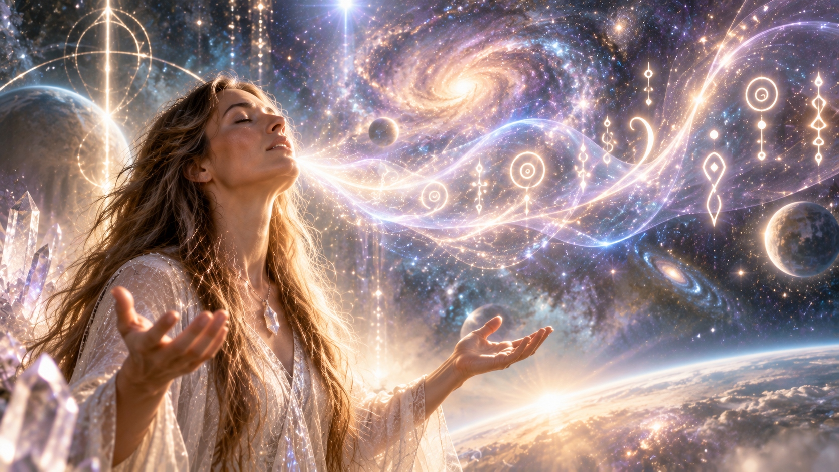 Sacred glowing geometric light codes and starlight frequencies